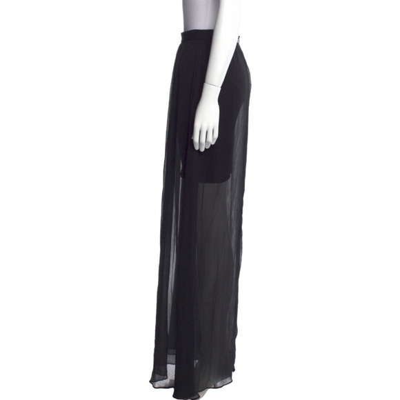 ALICE + OLIVIA Black Flowy Chiffon Sheer High Waist A-Line  Maxi Skirt SZ 4 NWT - Picture 2 of 6